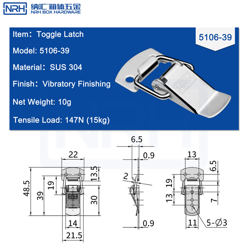 Toggle Latches 5106-39-S04-ZG - dimensions chart