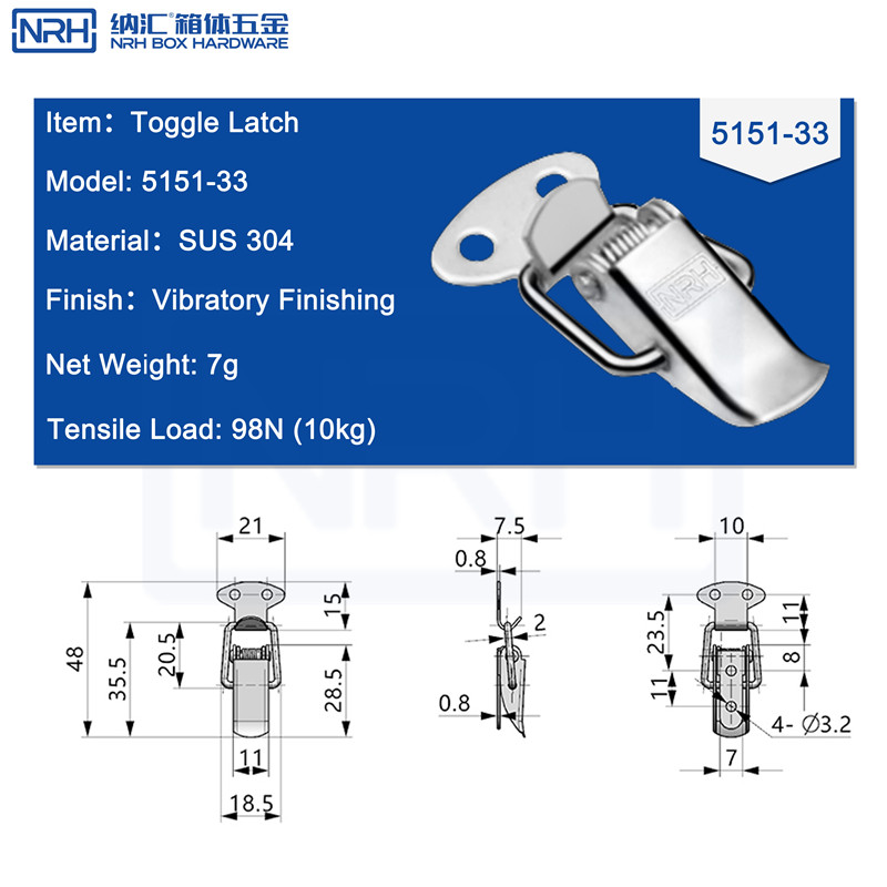 Toggle Latches 5151-33-S04-ZG - dimensions chart