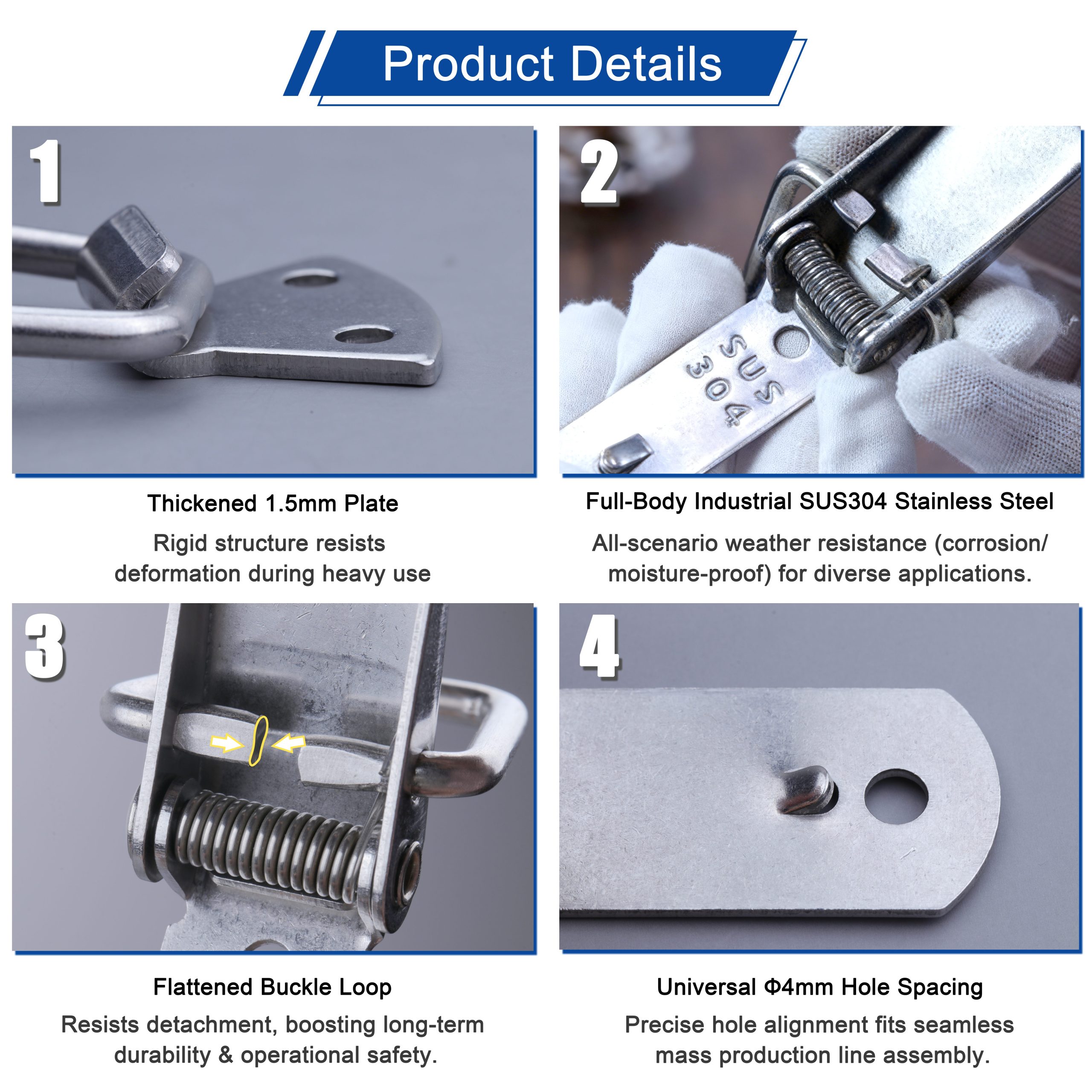 120mm Spring Loaded 304 SS Hasp Lock