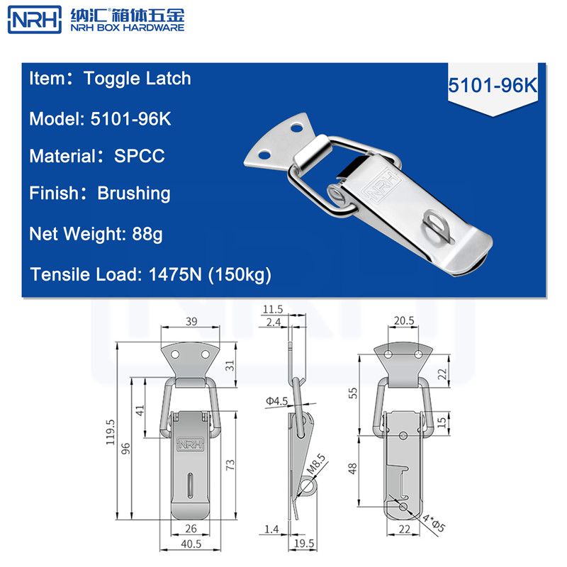 Toggle Latches 5101-96K-FE-CR - dimensions chart