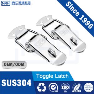 5103-70K SUS304 Stainless Steel Toggle Latch with Locking Hole, Vibratory Polish, Industrial Case Lock
