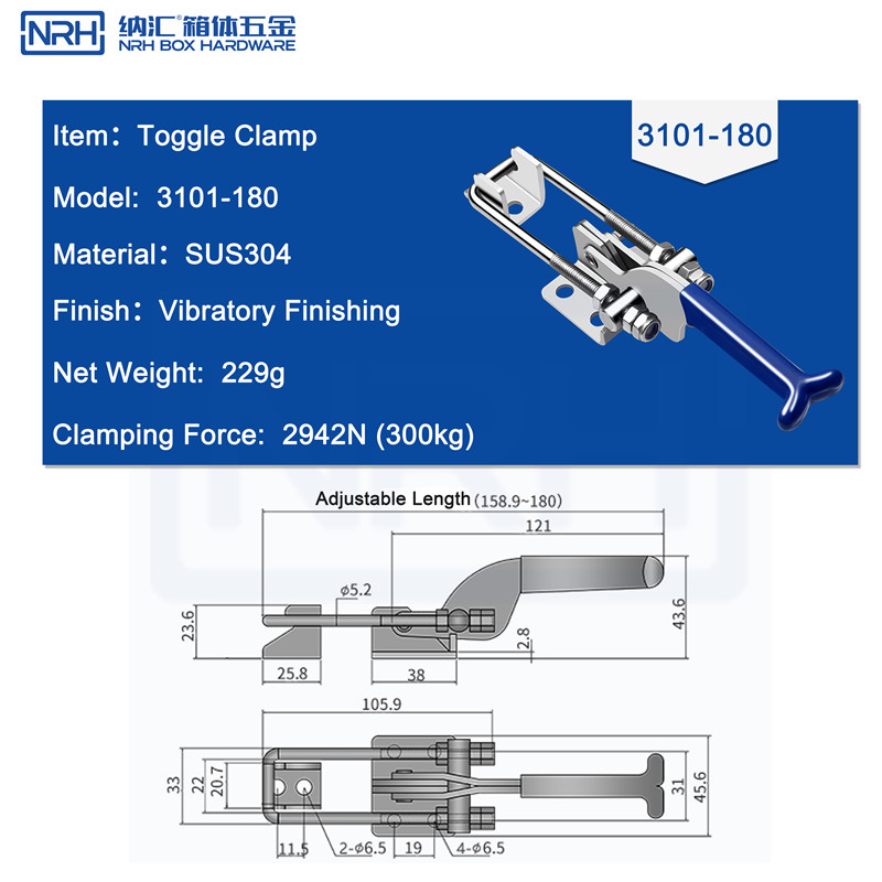 Toggle Clamps 3101-180-S04-ZG - dimensions chart