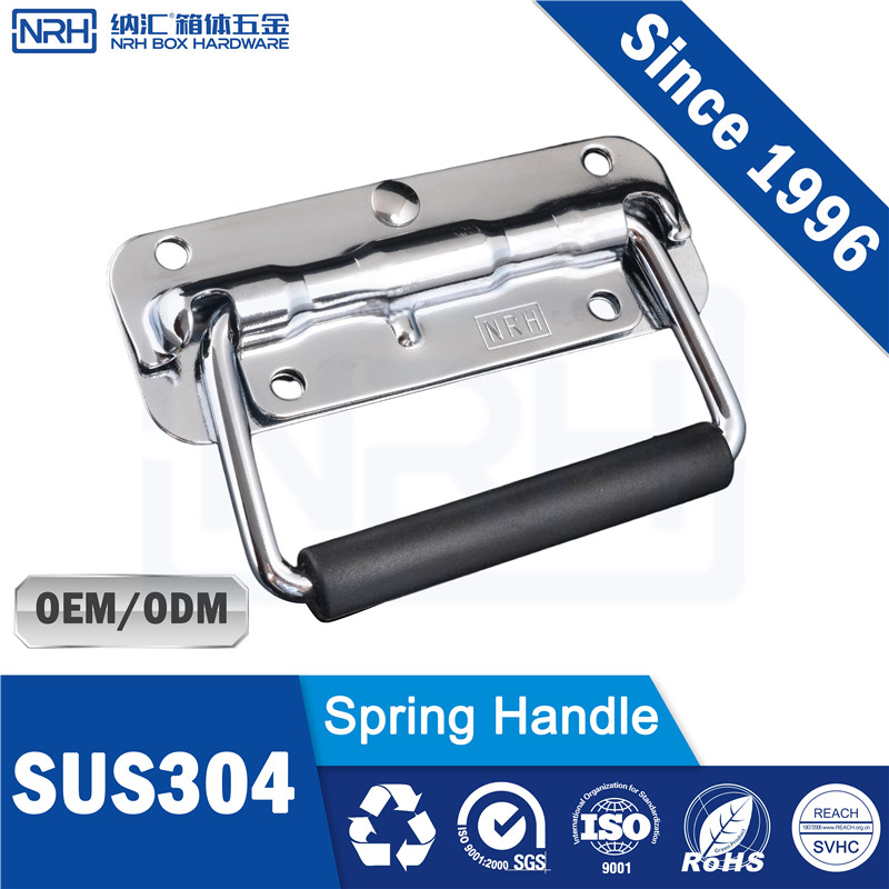 NRH 4201-100 Spring Handle SUS 304 Stainless Steel High Gloss Finish Rubber Grip
