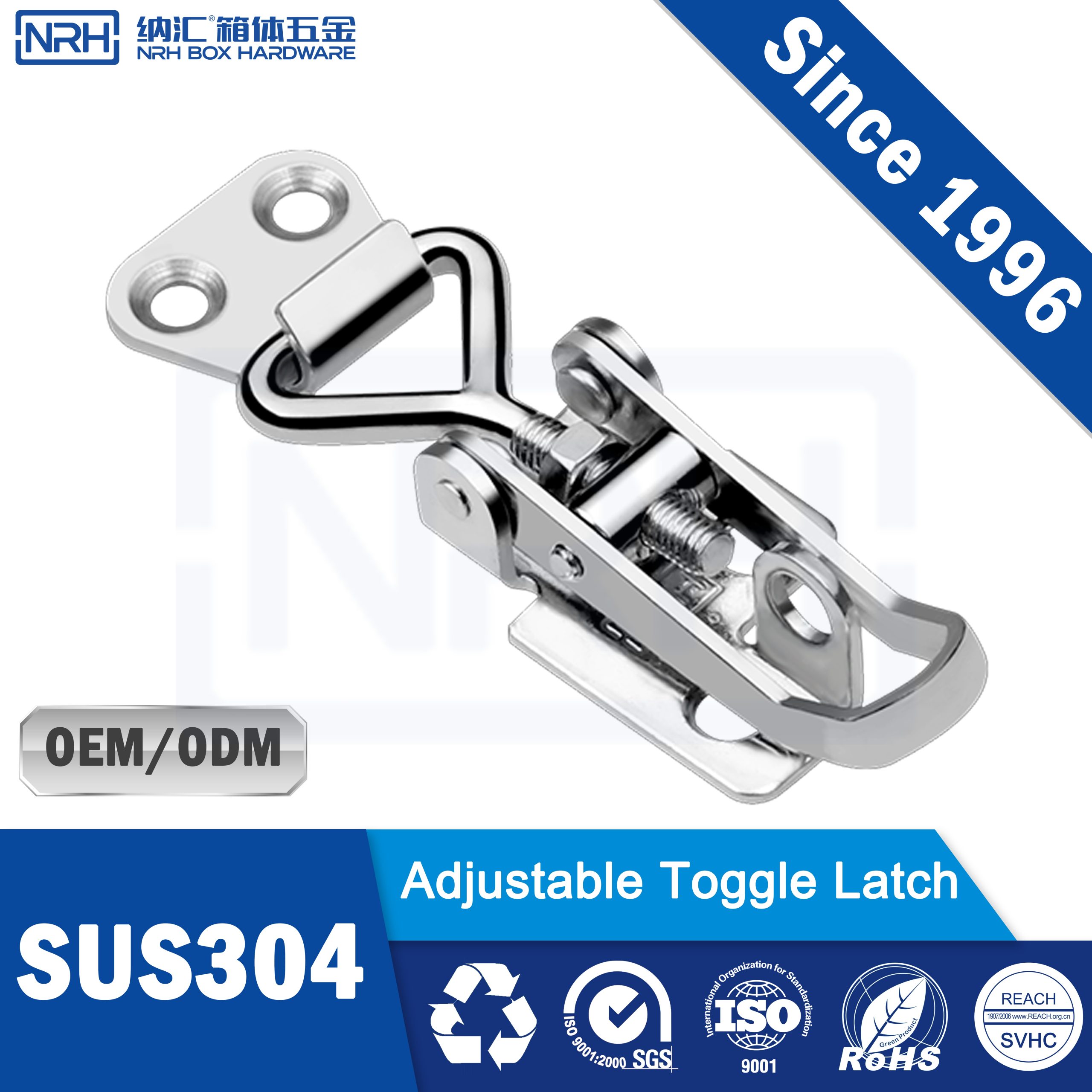 NRH 5608-70K-KS Adjustable Toggle Latch with Lock Hole | SUS304 Stainless Steel Draw Latch