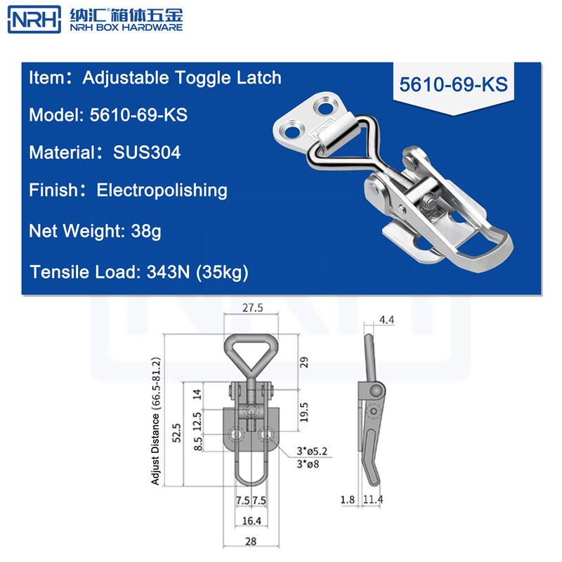 Adjustable Toggle Latches 5610-69-S04-DJ - dimensions chart