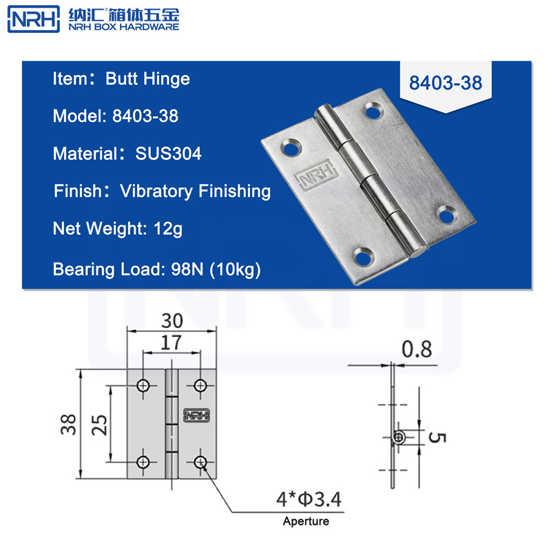 Butt Hinges 8403-38-S04-ZG - dimensions chart