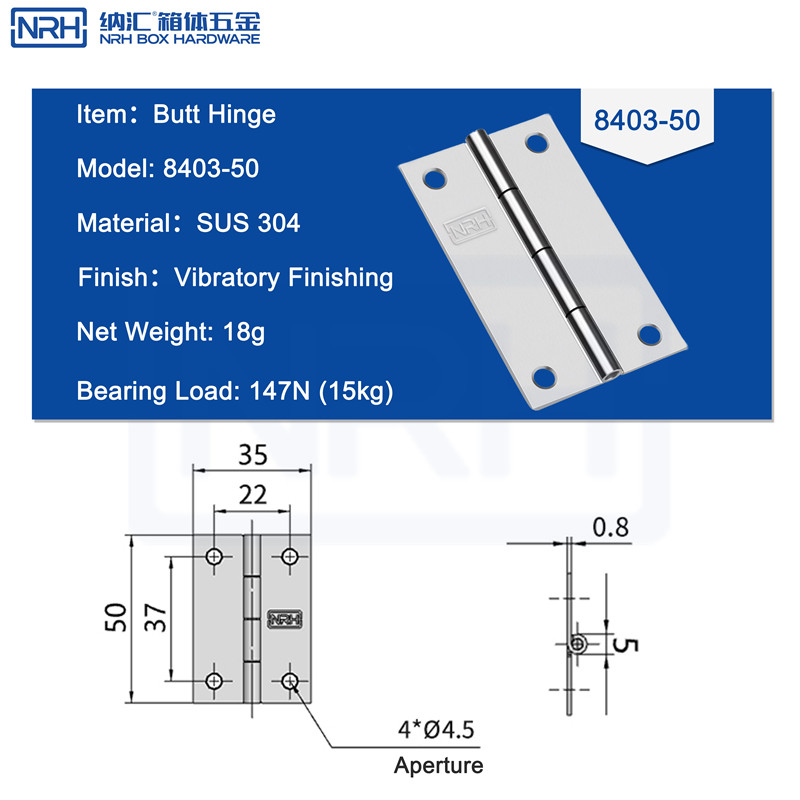 Butt Hinges 8403-50-S04-ZG - dimensions chart