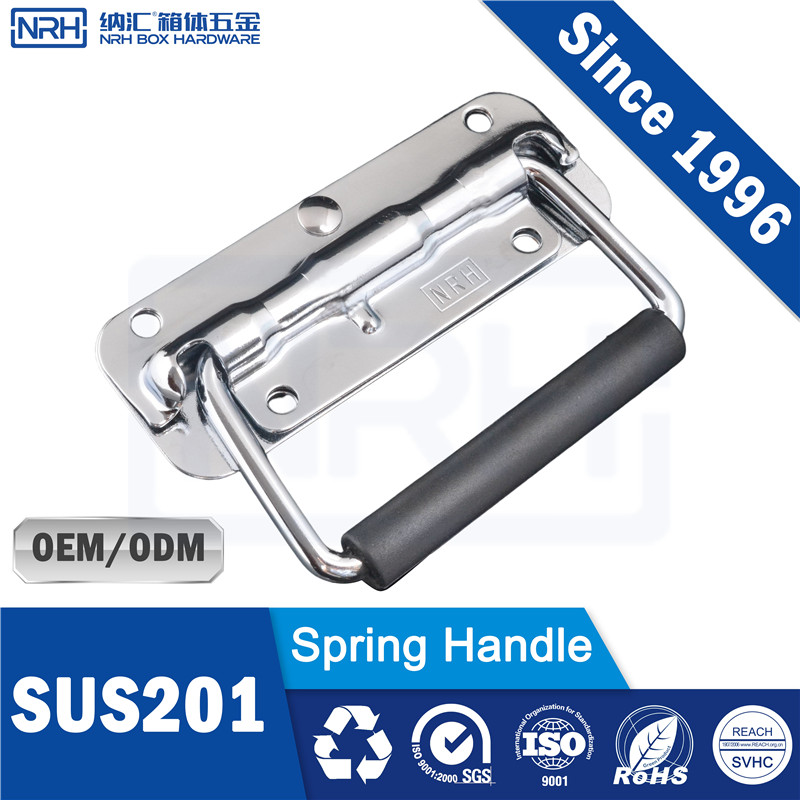 NRH R4201-100 Spring Handle Dimension Drawing 110mm 85mm 4x6.2mm Holes