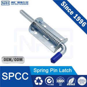 NRH R7956-10-1-135 Heavy-Duty Spring Pin Latch | SPCC Blue Zinc 135mm Long 10mm Rod