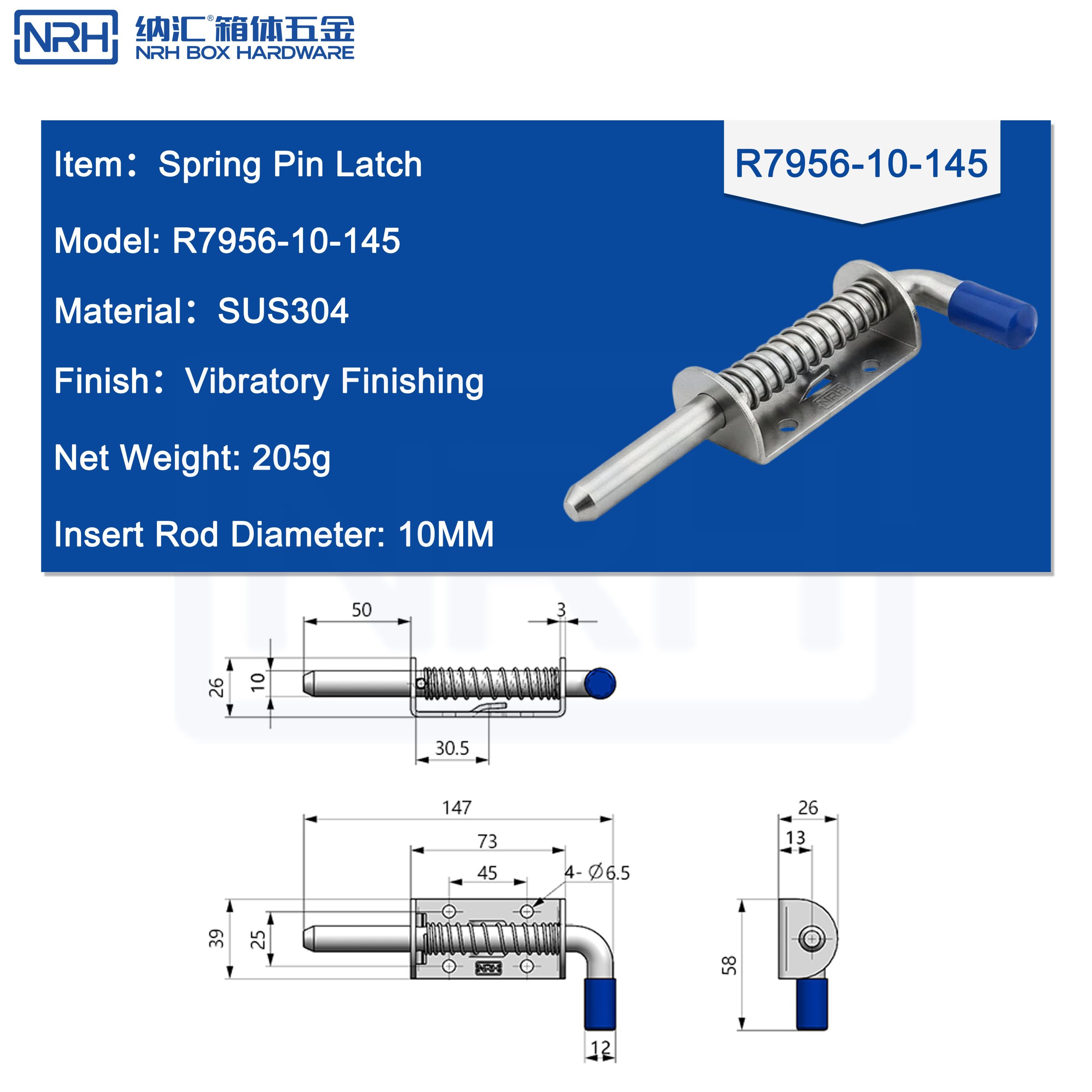 stainless steel spring plunger, stay open plunger, server rack latch, maintenance latch, 10mm heavy duty plunger, hands free cabinet lock, mechanical detent latch, industrial door latch, SUS304 hardware, data center access