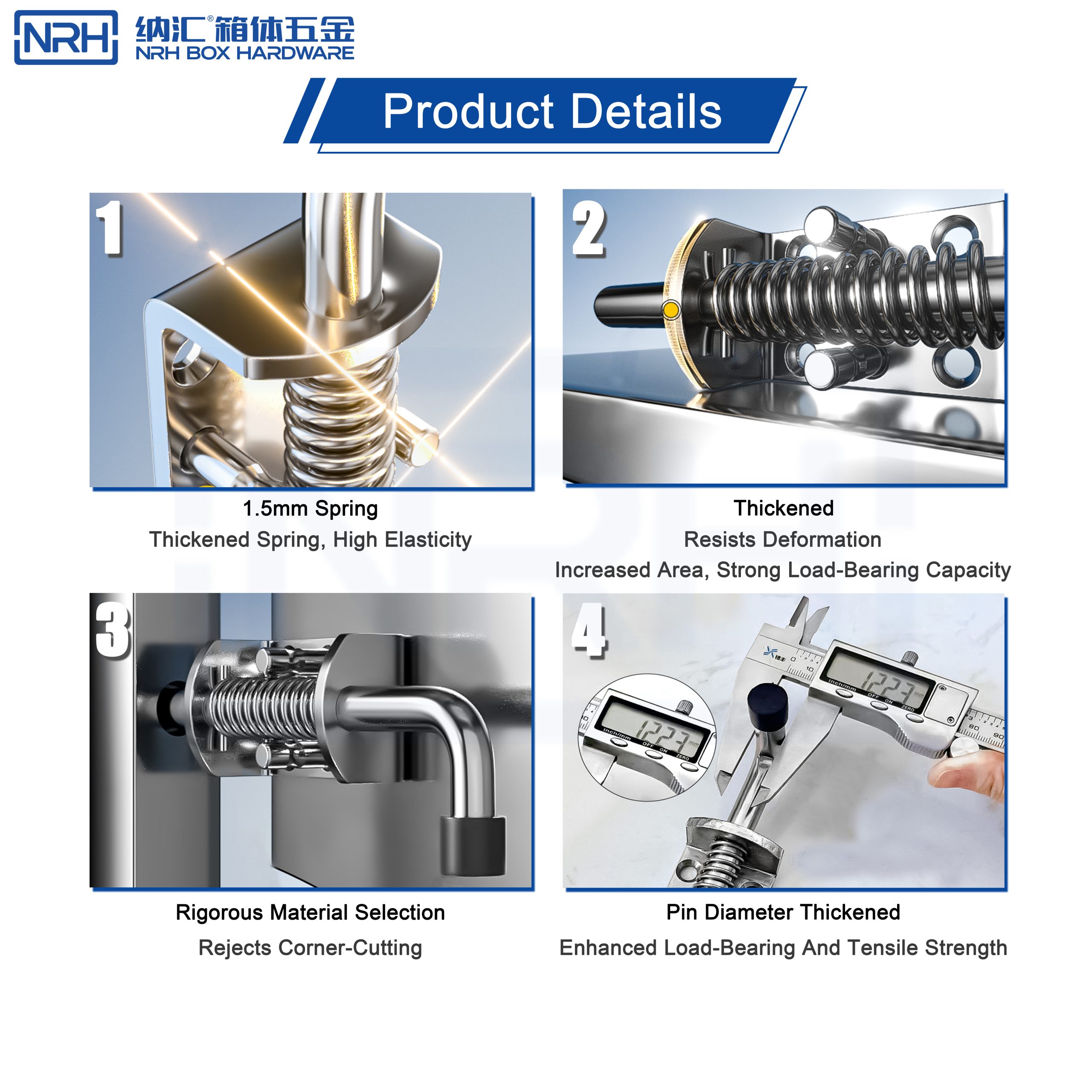NRH Box Hardware Heavy duty Spring Pin Display