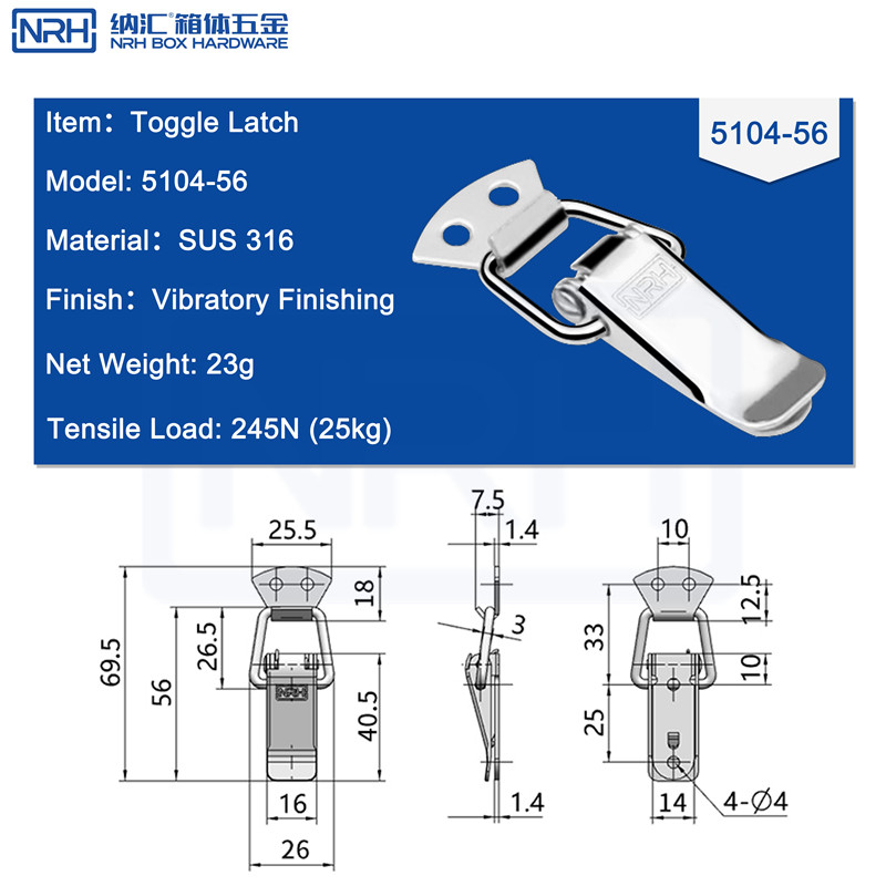 Toggle Latches 5104-56-S16-ZG - dimensions chart