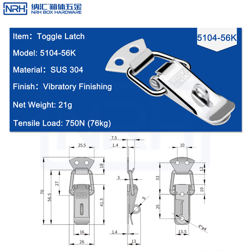 Toggle Latches 5104-56K-S04-ZG - dimensions chart