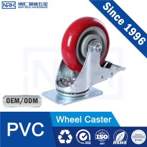 NRH 9209-100B Heavy Duty Swivel Caster with Brake PVC Blue Zinc Plated High Load Industrial Caster