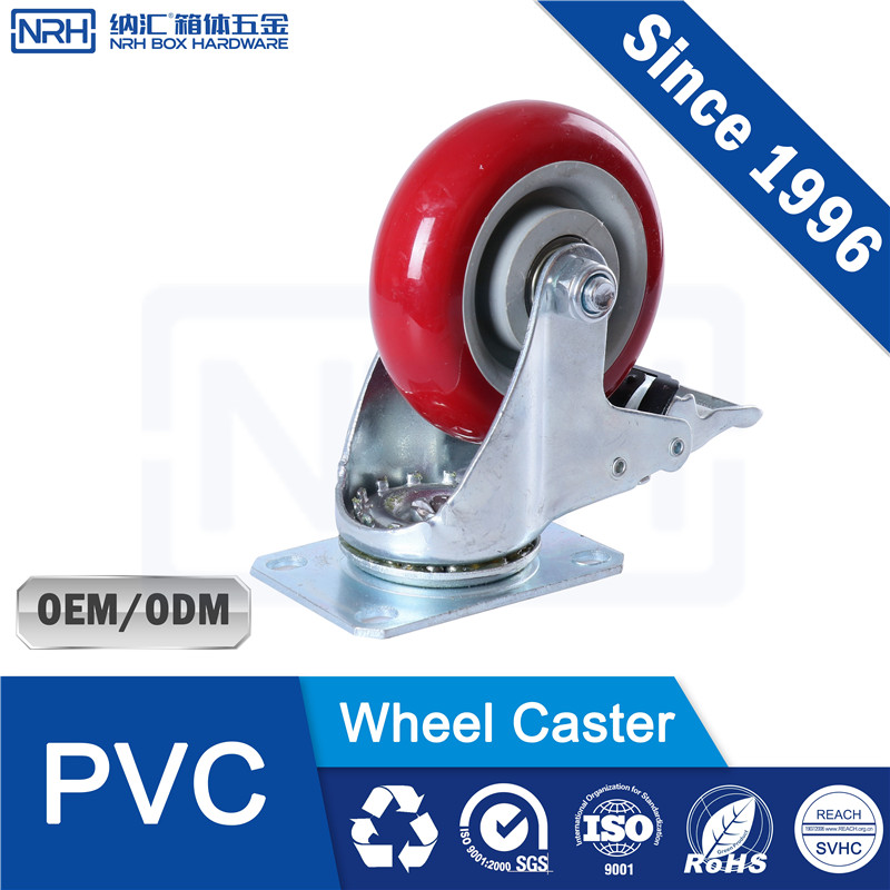 NRH 9209-100B Heavy Duty Swivel Caster with Brake PVC Blue Zinc Plated High Load Industrial Caster