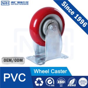 NRH 9209-100C Heavy Duty Rigid Caster PVC Blue Zinc Plated High Load Industrial Caster