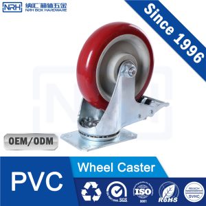 NRH 9209-125B Heavy Duty Swivel Caster with Brake PVC Blue Zinc High Load