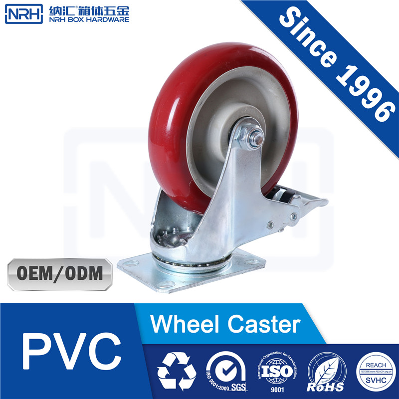 NRH 9209-125B Heavy Duty Swivel Caster with Brake PVC Blue Zinc High Load