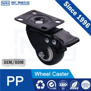 NRH R9201-50B Swivel Caster with Brake PP Black 70kg Load Industrial Caster
