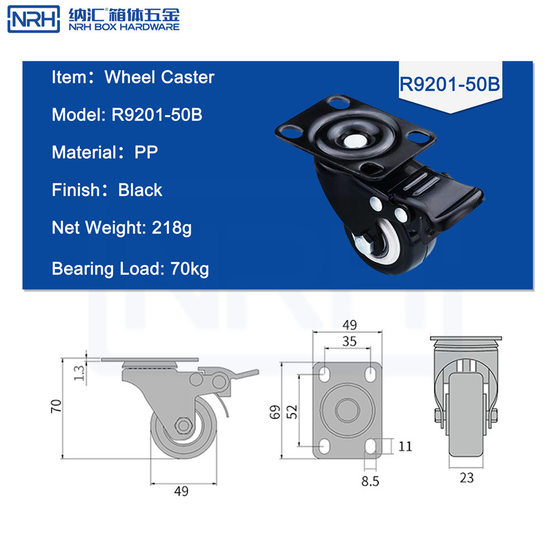 Caster wheels R9201-50B-PP-BK - dimensions chart