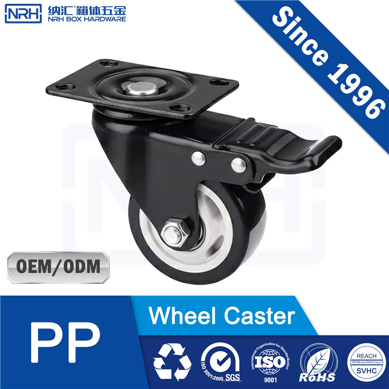 NRH R9201-75B Extra Heavy Duty Swivel Caster with Brake PP Black Ultra High Load Industrial Caster