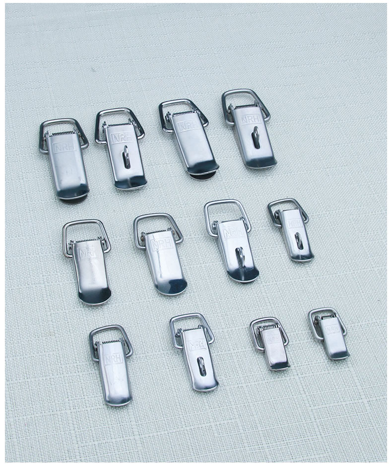 NRH 51 Series spring-loaded toggle latch product display showing single spring configuration and mounting dimensions