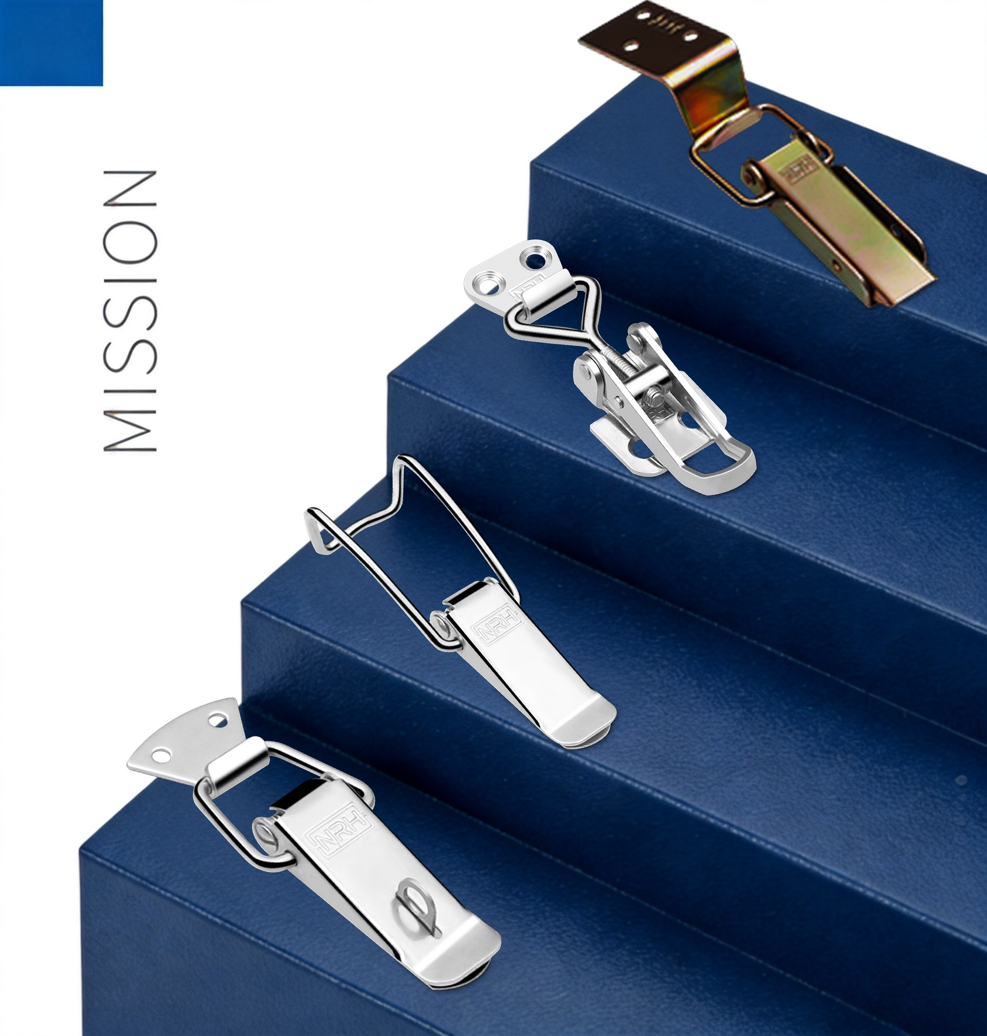 NRH toggle latch mounted on industrial case showing lever handle and catch plate mechanism