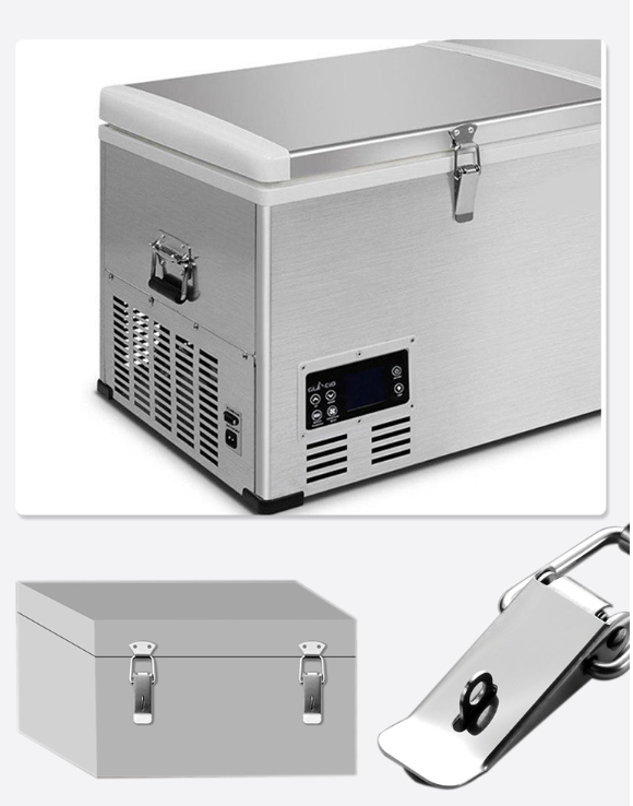 Toggle latch mounted on industrial flight case showing tensile load force direction in real-world application
