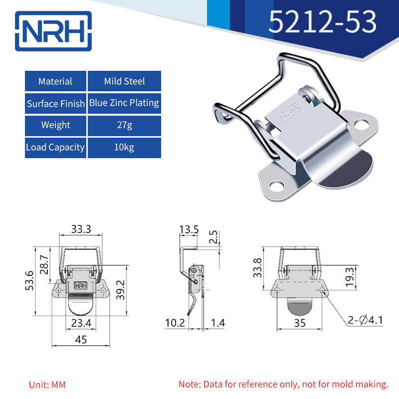 Wire Loop Toggle Latches 5212-53-FE-ZL - dimensions chart