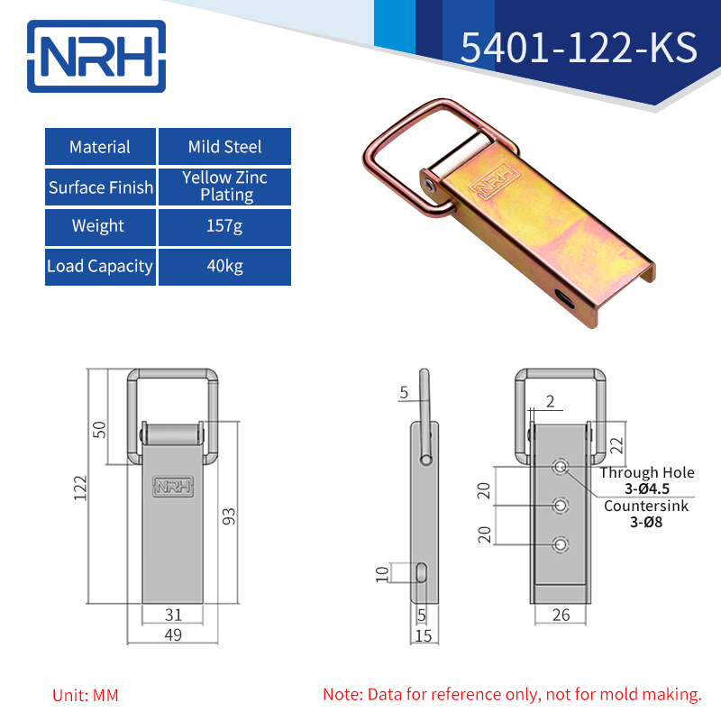 Toolbox Latches 5401-122-KS-FE-CL - dimensions chart