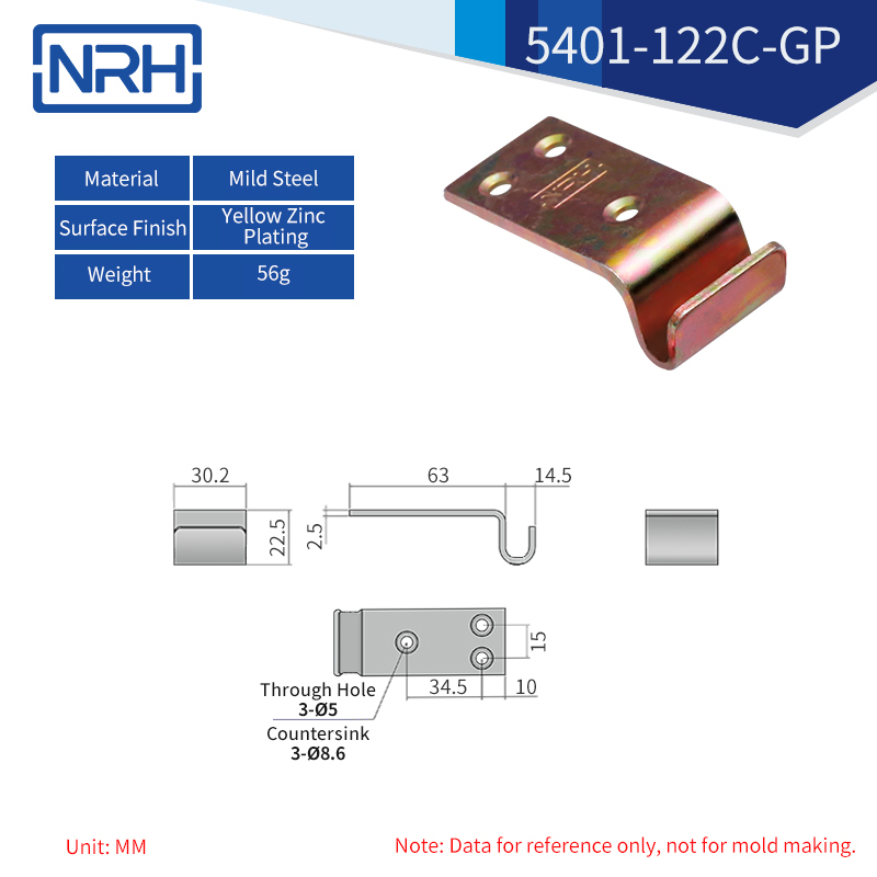 Toolbox Latches 5401-122C-GP-FE-CL - dimensions chart