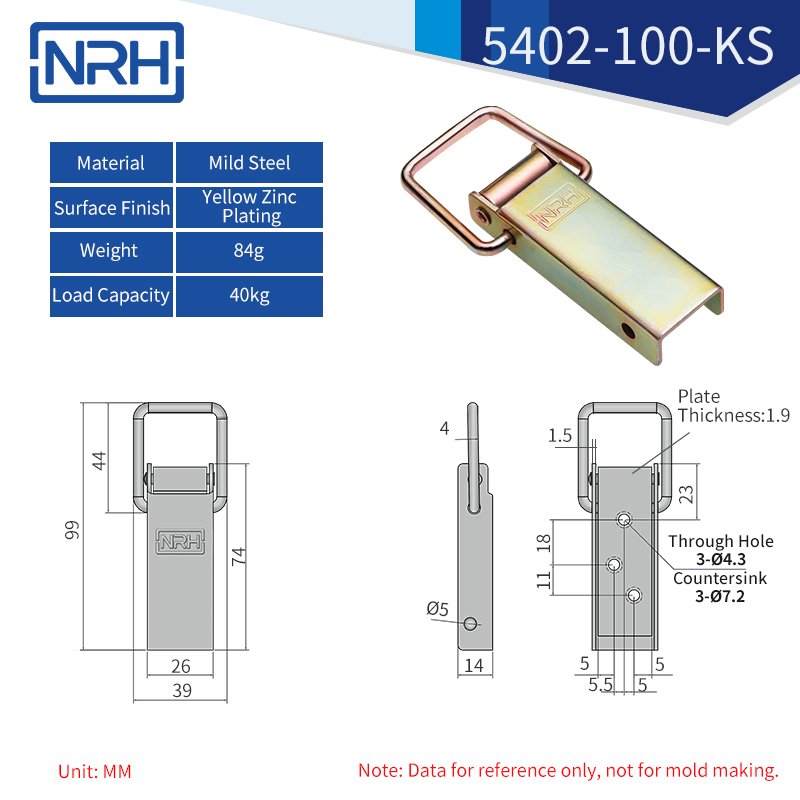 Toolbox Latches 5402-100-KS-FE-CL - dimensions chart