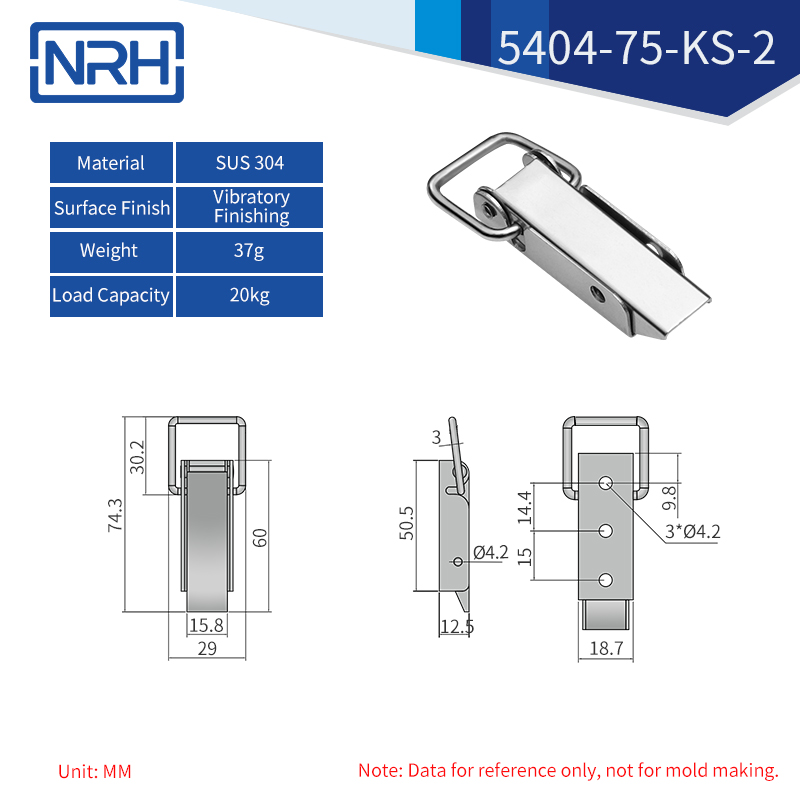Toolbox Latches 5404-75-KS-2-S04-ZG - dimensions chart