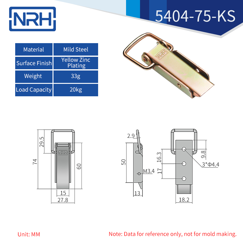 Toolbox Latches 5404-75-KS-FE-CL - dimensions chart