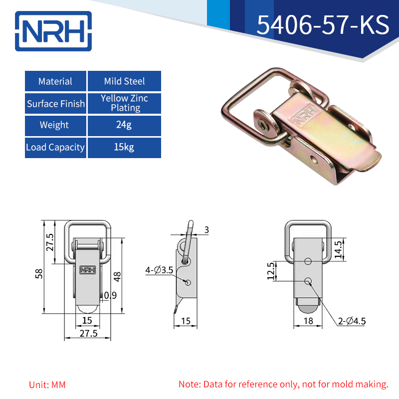 Toolbox Latches 5406-57-KS-FE-CL - dimensions chart