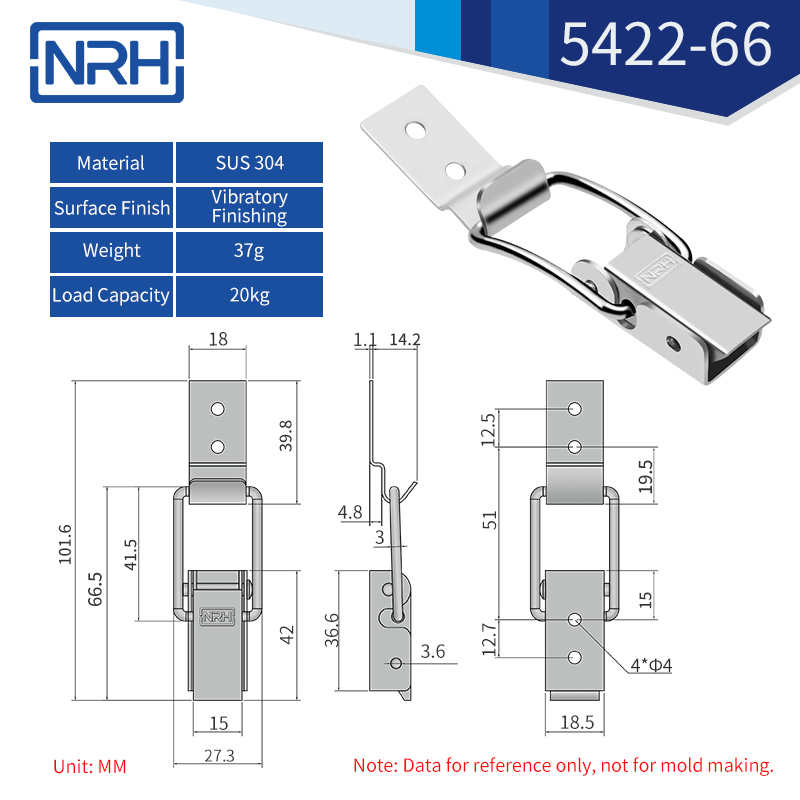 Toolbox Latches 5422-66-S04-ZG - dimensions chart