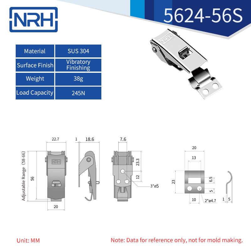 Safety Toggle Latches 5624-56S-S04-ZG - dimensions chart