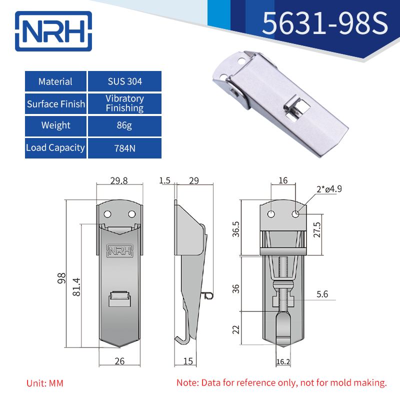 Safety Toggle Latches 5631-98S-S04-ZG - dimensions chart