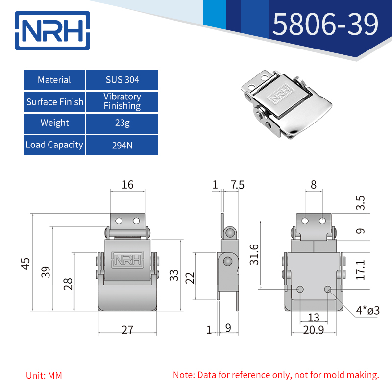 Safety Toggle Latches 5806-39-S04-ZG - dimensions chart