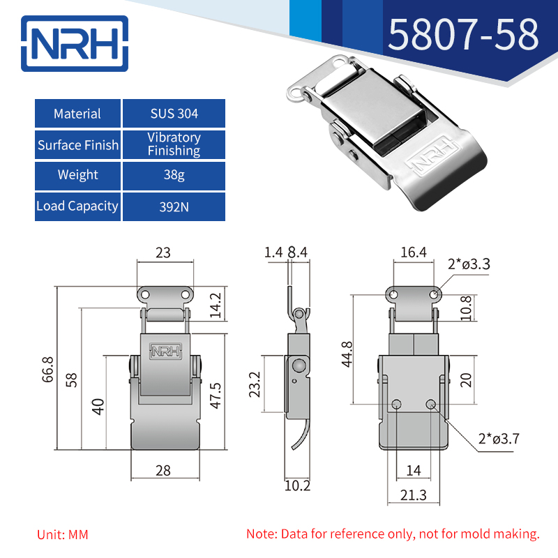 Safety Toggle Latches 5807-58-S04-ZG - dimensions chart