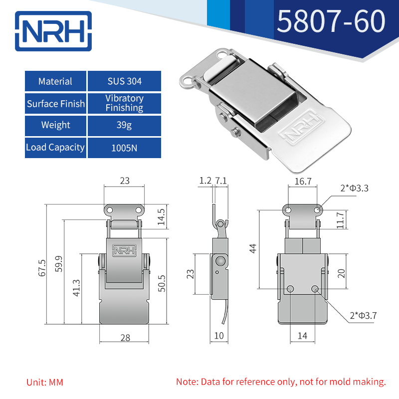 Safety Toggle Latches 5807-60-S04-ZG - dimensions chart