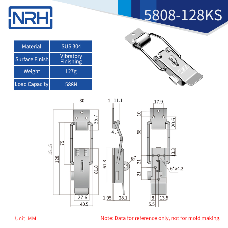 Safety Toggle Latches 5808-128KS-S04-ZG - dimensions chart