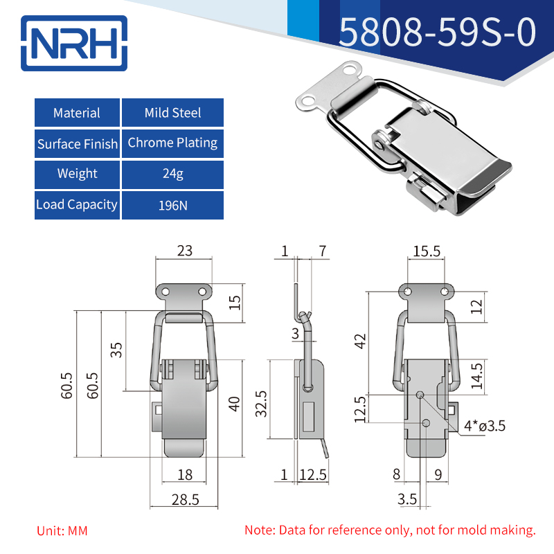 Safety Toggle Latches 5808-59S-FE-CR - dimensions chart