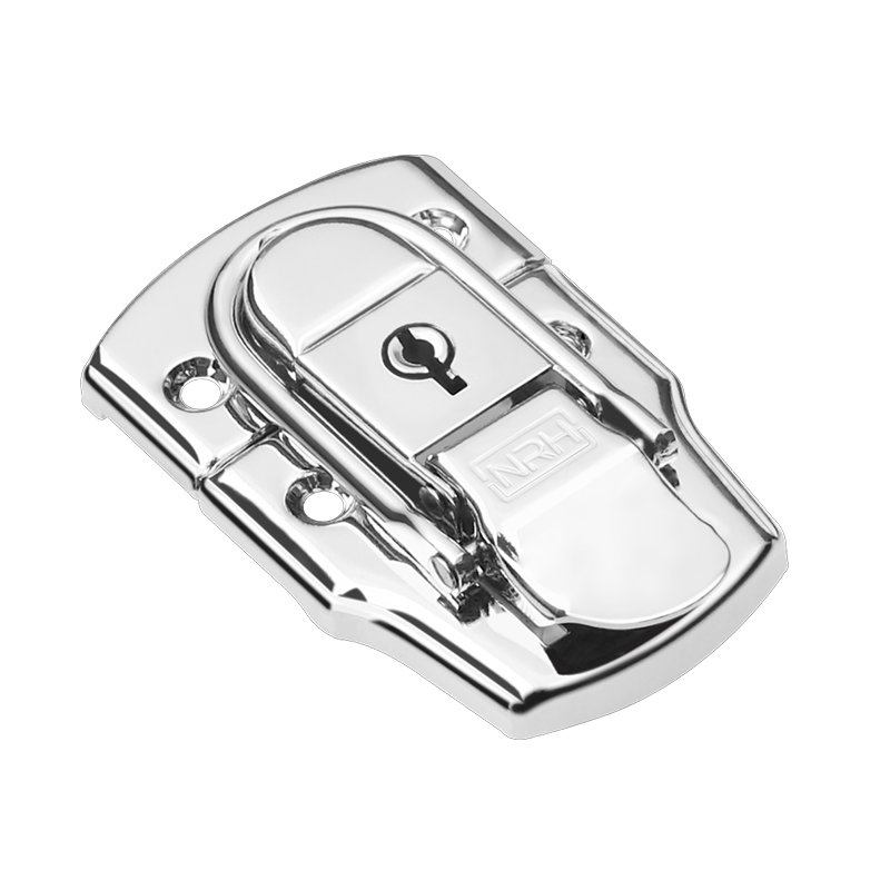 NRH 6405-76K locking latch with chrome finish and integrated lock cylinder for cosmetic cases
