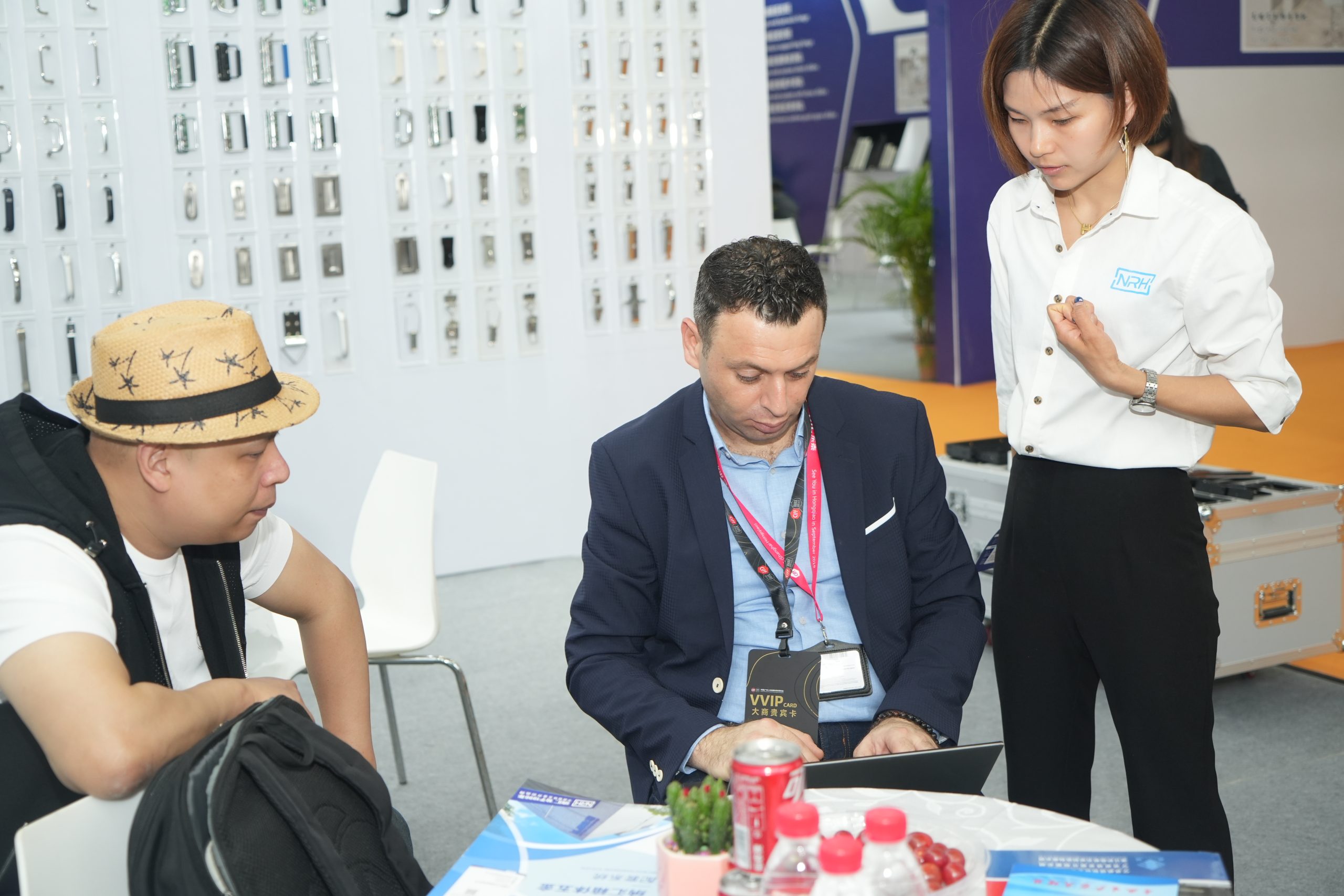 NRH recessed handles and case hardware samples displayed at CIFF Guangzhou booth for furniture and industrial applications