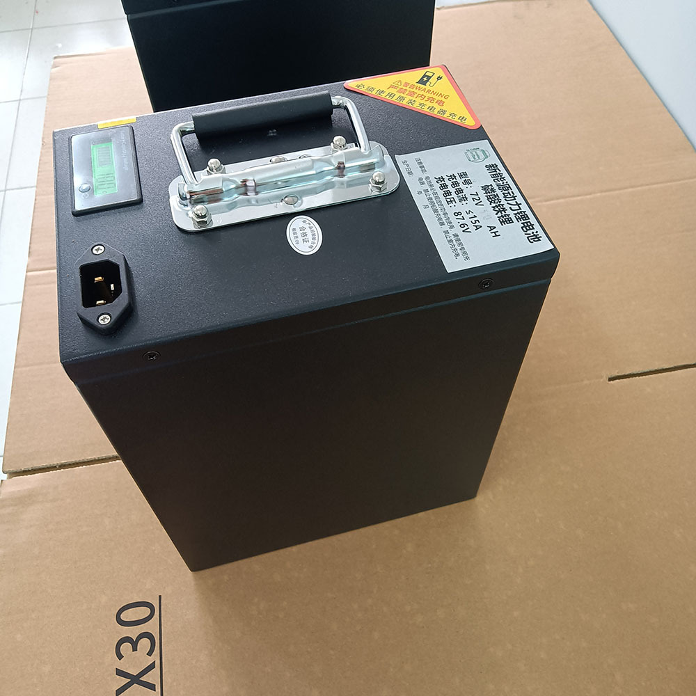 72V 50Ah lithium battery pack with two NRH 4201-120 handles installed on top panel