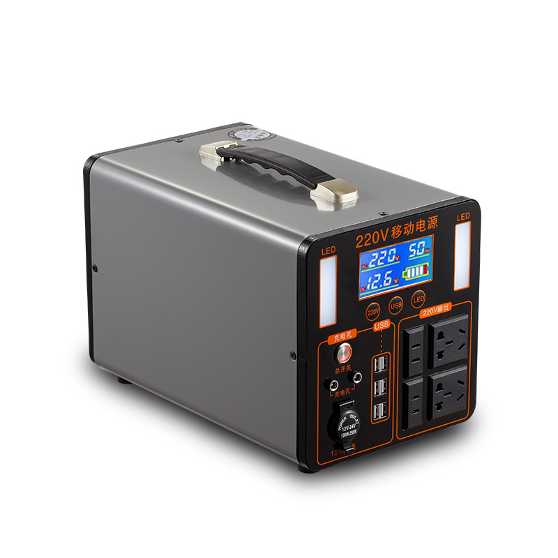 M500-01 and M1000-01 portable power stations with NRH 4504-195-1-PVC-BK handles for camping and emergency use