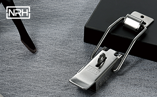 Lockable toggle latch with padlock loop mounted on stainless steel enclosure showing locking mechanism