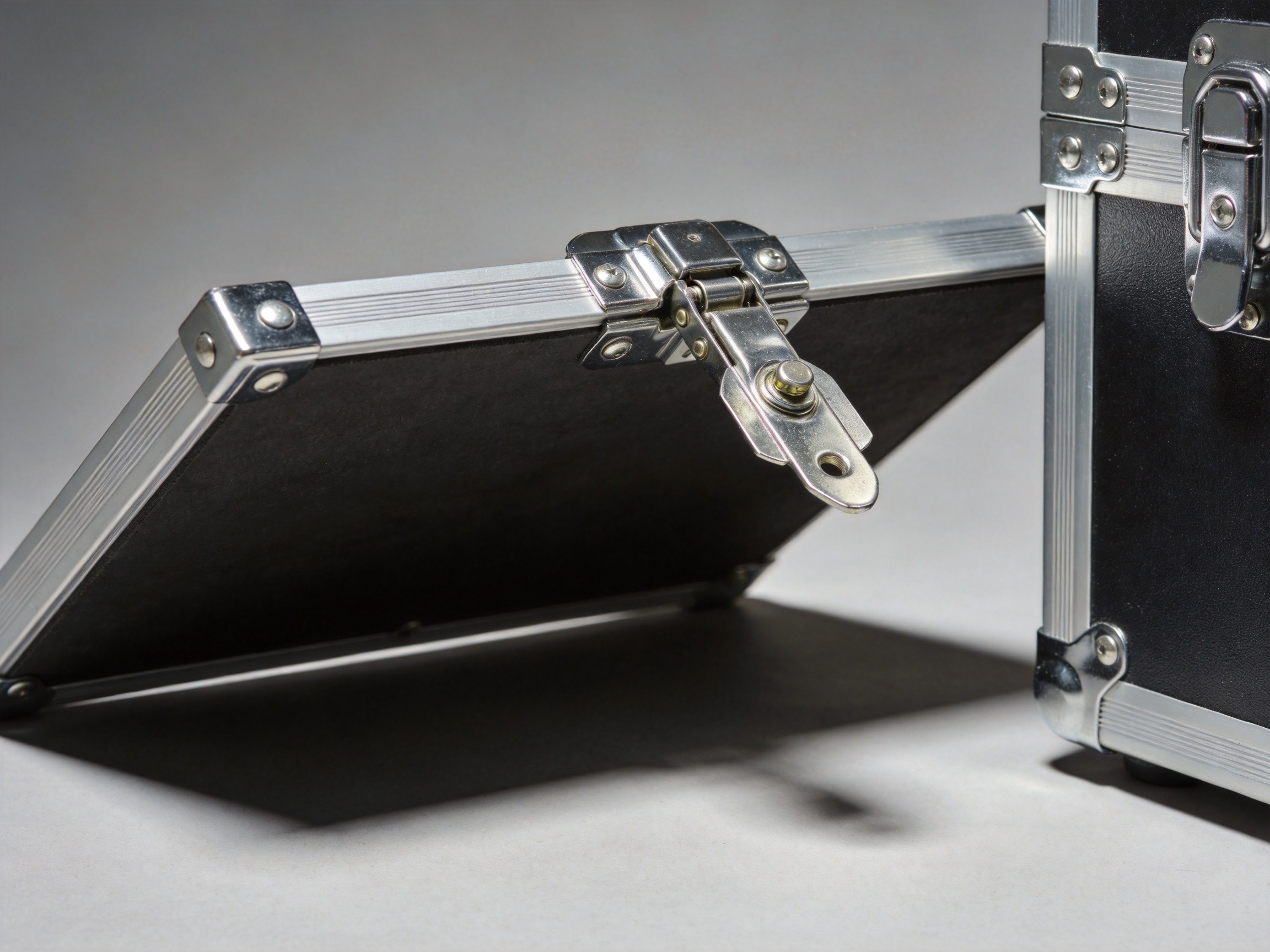 Butt hinges mounted on industrial case showing hinge load capacity for lid support