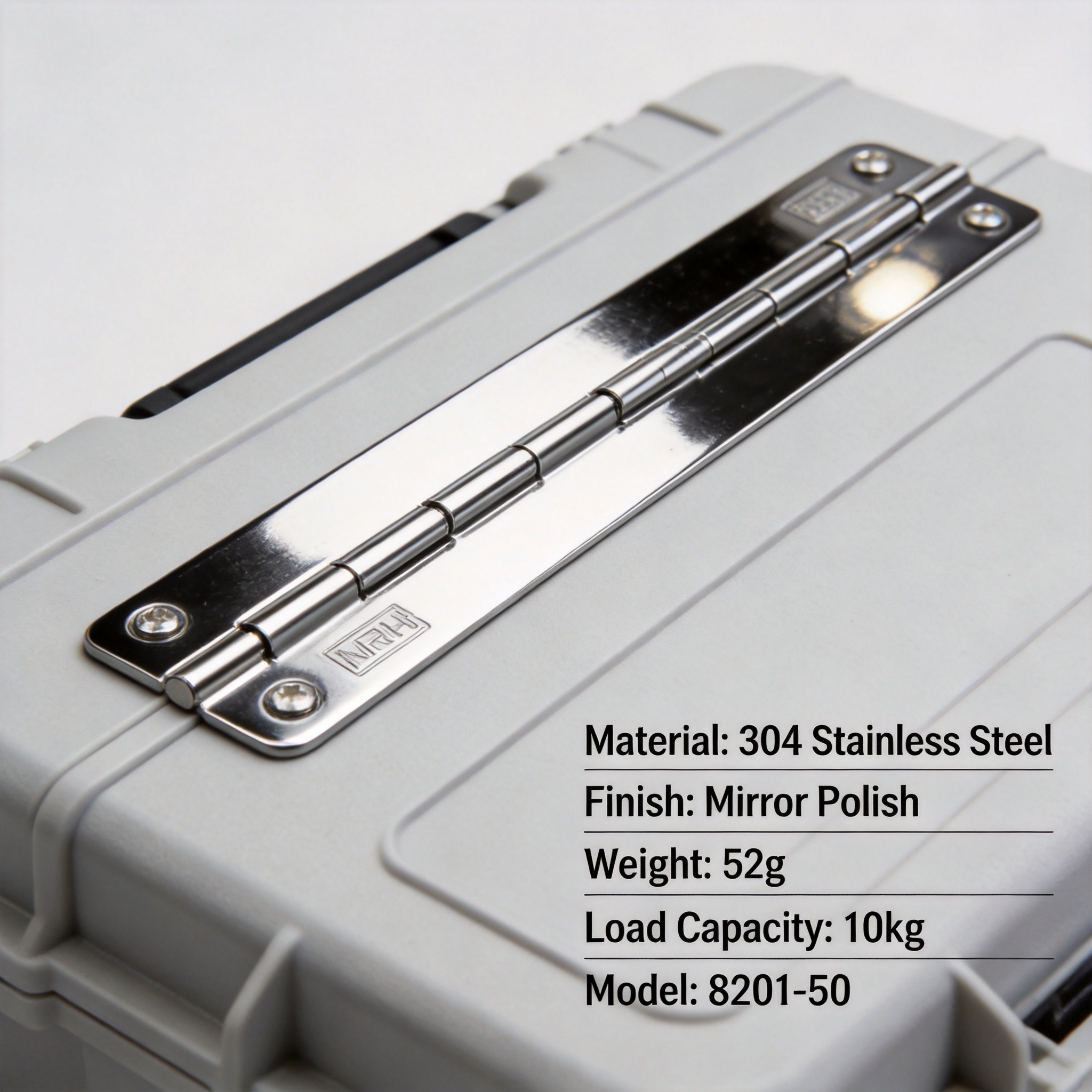 Piano hinge running full length of roto-molded case lid